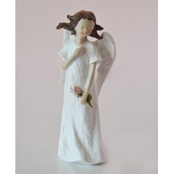 SNÍCÍ ANDĚL TŘPYTIVĚ BÍLÝ S KYTKOU