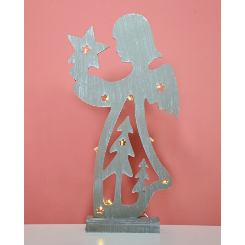 ANDĚL DŘEVĚNÝ S LED OSVĚTLENÍM