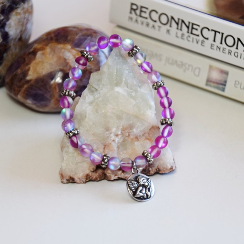 NÁRAMEK Z FIALOVÉHO OPALITU S ANDĚLEM