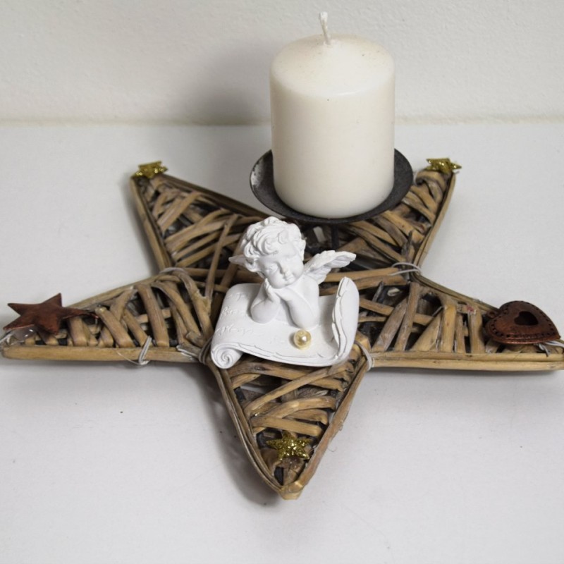 VÁNOČNÍ SVÍCEN HVĚZDA PŘÍRODNÍ