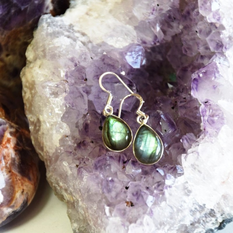 NÁUŠNICE LABRADORIT STŘÍBRO 925