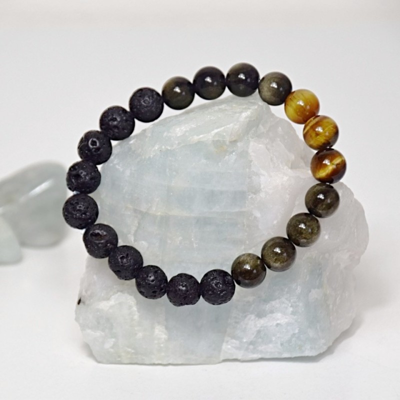 PÁNSKÝ NÁRAMEK Z TYGŘÍHO OKA, ZLATÉHO OBSIDIÁNU A LÁVY