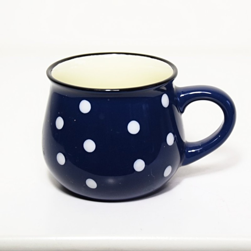 KERAMICKÝ HRNEK TMAVĚ MODRÝ S PUNTÍKY