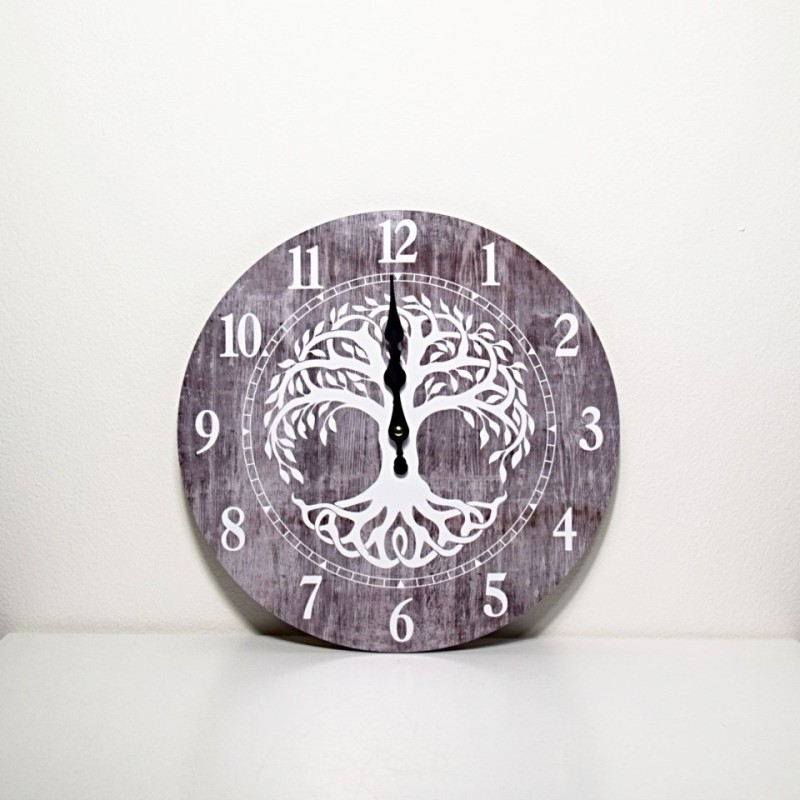 DŘEVĚNÉ NÁSTĚNNÉ HODINY SE STROMEM ŽIVOTA