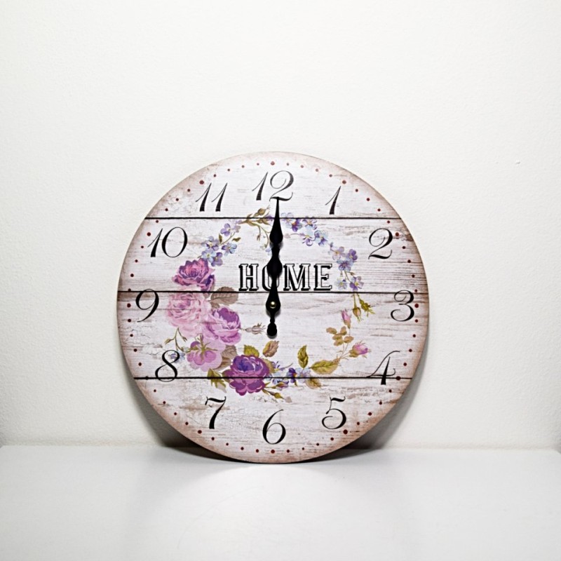 DŘEVĚNÉ ZÁSTĚNNÉ HODINY S RŮŽEMI