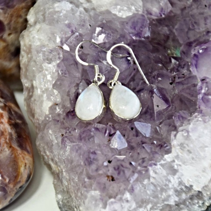 NÁUŠNICE MĚSÍČNÍ KÁMEN STŘÍBRO 925