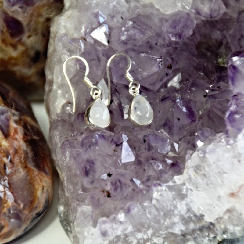 NÁUŠNICE MĚSÍČNÍ KÁMEN STŘÍBRO 925