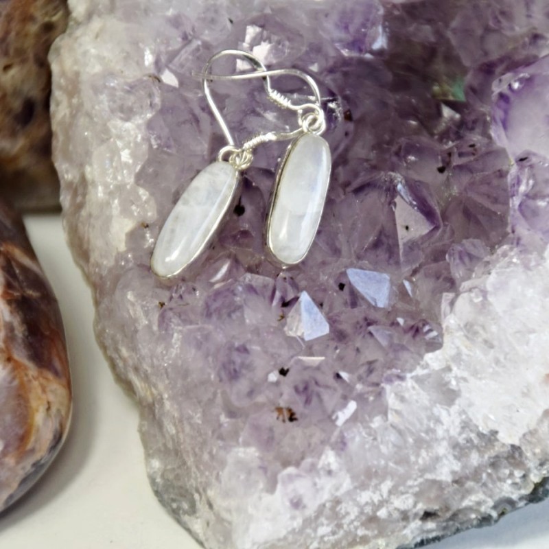 NÁUŠNICE MĚSÍČNÍ KÁMEN STŘÍBRO 925