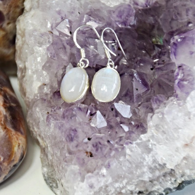 NÁUŠNICE MĚSÍČNÍ KÁMEN STŘÍBRO 925