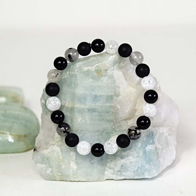 NÁRAMEK KŘIŠŤÁL, KŘIŠŤÁL S TURMALÍNEM A ONYX 8 MM