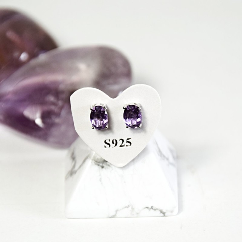 NÁUŠNICE Z AMETYSTU STŘÍBRO 925