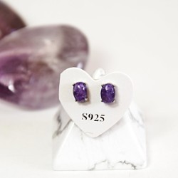 NÁUŠNICE Z ČAROITU STŘÍBRO 925