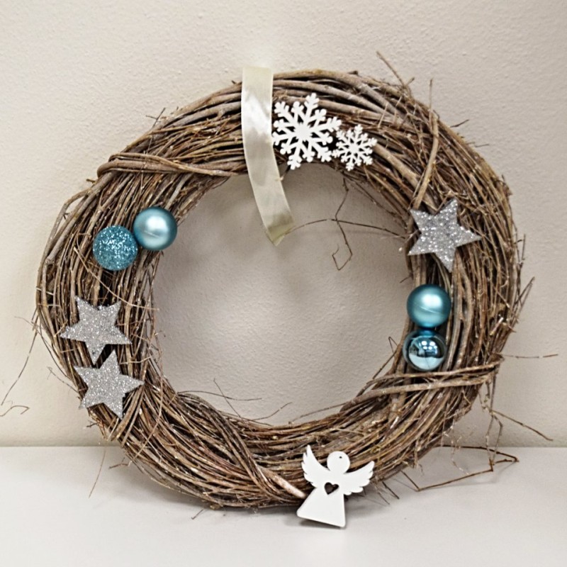 ADVENTNÍ VĚNEC MODRÝ SE STŘÍBREM