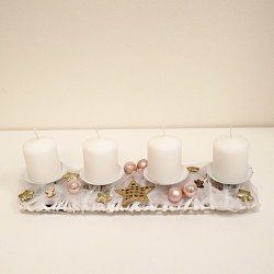 Adventní svícen bílorůžový