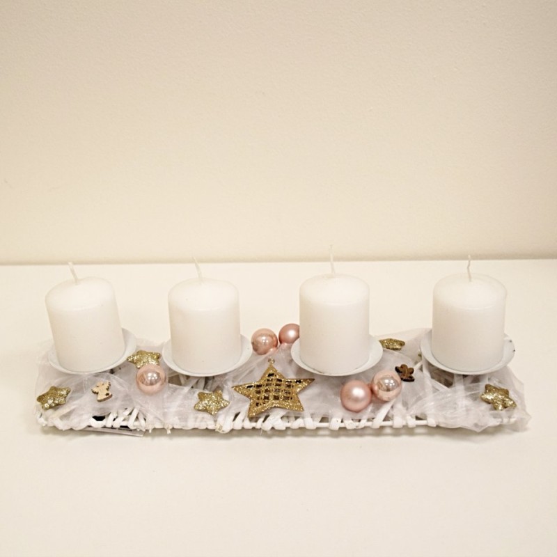 Adventní svícen bílorůžový