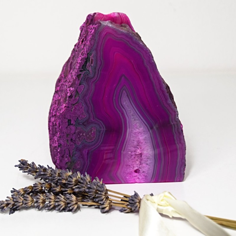 Achátový svícen růžový 1,2 kg