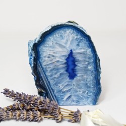 Achátový svícen modrý  0,8 kg