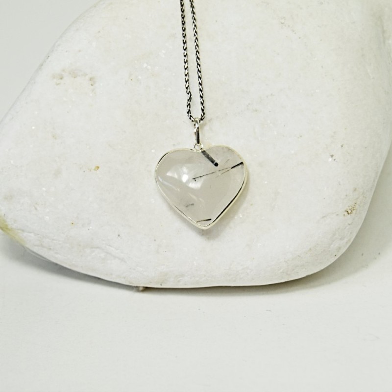 Přívěsek křišťál s turmalínem stříbro 925