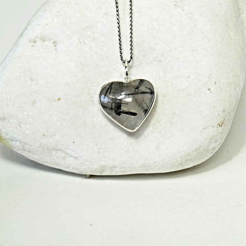 Přívěsek křišťál s turmalínem stříbro 925