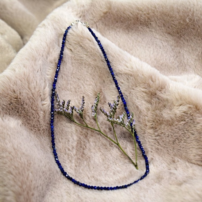 Náhrdelník lapis lazuli fazetovaný 3 mm stříbro 925