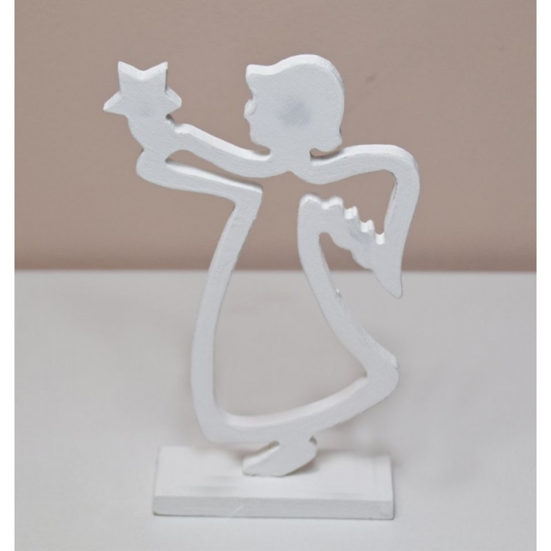 VÁNOČNÍ ANDĚL DŘEVĚNÝ BÍLÝ